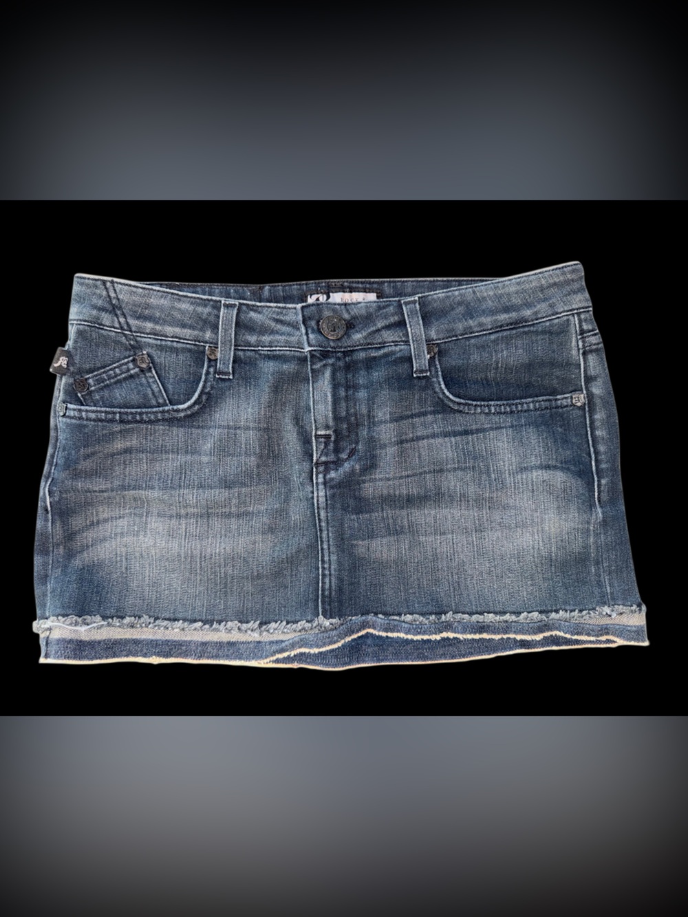 Rock & Republic Rhinestone Denim Mini Shorts Y2K Distressed Size 29